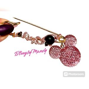 📌💕stunning  gold and pink pin/brooch-artisan,handmade NEW